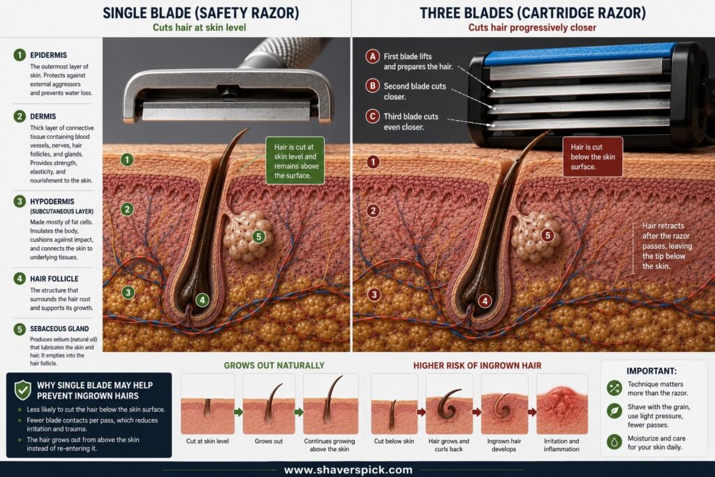 single blade (safety razor) vs multi blade for ingrown hair