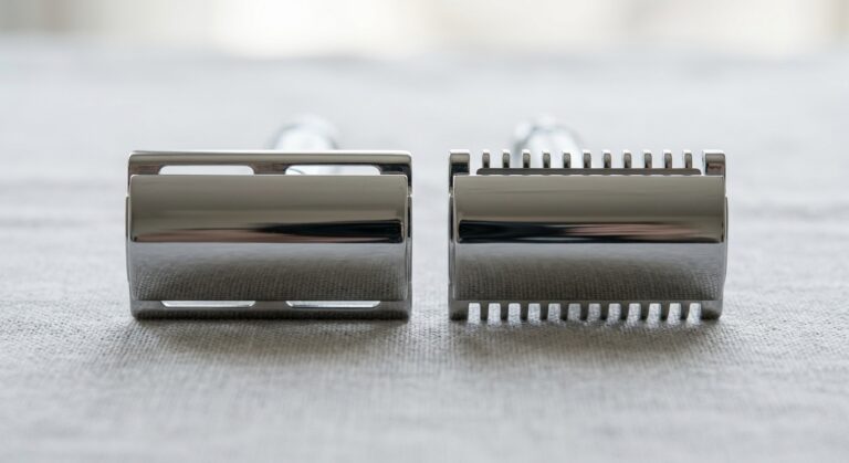 Open vs Closed Comb Safety Razor side by side.